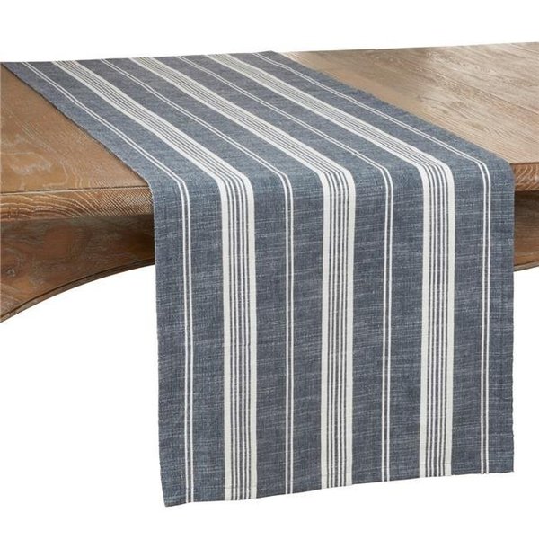 Saro Lifestyle SARO 5618.NB1672B 16 x 72 in. Oblong Cotton Table Runner with Navy Blue Striped Design 5618.NB1672B